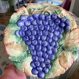 Vintage Fitz & Floyd Grape Sonoma Vineyard 10" Plate Leaves Wine Fall Wall Decor